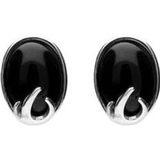 Jewellery C. W. Sellors Sterling Silver Whitby Jet Oval Stud Earrings