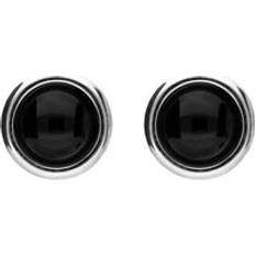 Jewellery C. W. Sellors Sterling Silver Whitby Jet Round Stud Earrings