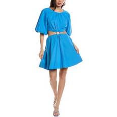 Jason Wu Puff Sleeve Cutout Mini Dress - Linen-Blend