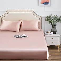 Luxbedding Satin Fitted Queen Fitted Only, Ultra Soft Silk Old Bed Sheet