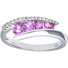 Diamant L'Eternel Womens 9ct White Gold & Creative Pink Topaz Crossover Ring