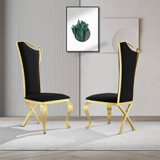 Hokku Designs Black Gold Velvet Kitchen Chair