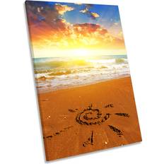 House of Hampton Beach Sunset Sun Sand CANVAS WALL Picture Framed Art