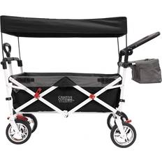 Creative Outdoor Distributor Push Pull Folding Wagon for Cargo Beach Park Garden Sports & Camping Black with Canopy