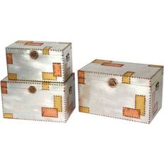 Chests on sale Williston Forge Aluminium and Copper Set 3 Trunks Chest