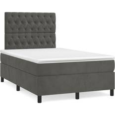 120 cm Betten-Sets vidaXL Cama Box Spring Con Colchón Terciopelo Gris Oscuro 120x190 cm