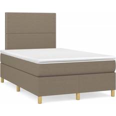 120 cm - Beige Sengepakker vidaXL Kontinentalseng Med Madras 120x190 cm Stof Gråbrun Sengesæt