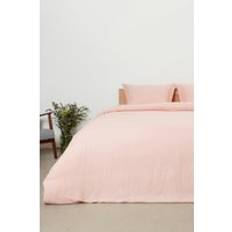 Lino Fundas nórdicas Panda Bamboo & French Linen Complete Double Duvet Cover Pink