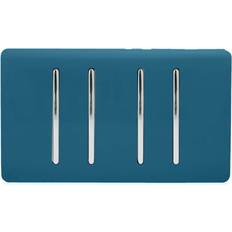 Blue Switches Trendi Switch Artistic Modern Glossy 4 Gang 1 Way Rocker Double Plate Tactile Light Midnight Blue