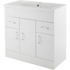 White Vanity Units for Single Basins Nuie Eden 810mm Free-standing Vanity Unit