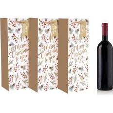 White Wrapping Paper & Gift Wrapping Supplies 3 Eco Red Berry Christmas Bottle Bags White 170g