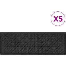 Gummi - Sort Trappemåtter vidaXL Trappemåtter 5 Stk 25x75 Cm Gummi Sort cm