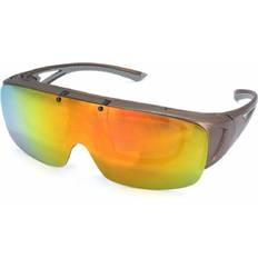 Polarized Fitover Flip Up Sunglasses Brown/Red Mirror