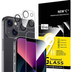 New'C [4 Pack] 2 x Glass Screen Protector for iPhone 13 Mini and 2 x Camera lens Protector, Scratch-Resistant, No Air Bubbles, Extremely Durable, 9H