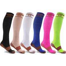 Health Extreme Fit Everyday Wear 15-20mmHg Copper-Infused Knee-High Compression Socks 6-Pairs Large/XL