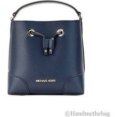 Michael Kors Blue Crossbody Bags Michael Kors Mercer Small Navy Pebbled Leather Bucket Crossbody Bag Purse