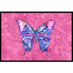 Entrance Mats Carolines Treasures 8859JMAT Butterfly On Pink White