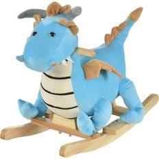 Qaba Plush Rocking Horse Dinosaur w/Sounds 18-36mo Blue