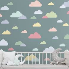 Morado Decoraciones de Pared Klebefieber Sticker Mural 40 Pièces 40 Nuages Pastel Decoración de Pared