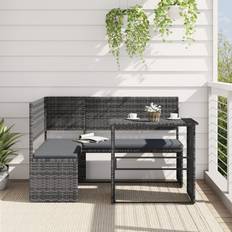 Rattan Outdoor Lounge Sets Homie Garden Sofa with Table and Cushions L-Shaped Grey Outdoor Lounge Set