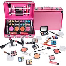 Makeup Cases Shany Carry All Makeup Train Case with Pro Teen Makeup Set, Makeup Brushes, Lipsticks, Eye Shadows, Blushes, and more Pink