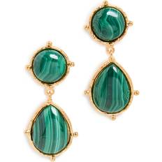 Malachite Earrings Sylvia Toledano Boucles Doreilles 2 Pierres Dots - Vert