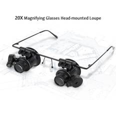 Magnifiers & Loupes Tomtop Jms 20-fache Vergrößerungsbrille, Kopflupe mit LED-Licht, am Kopf montierte Lupe, Binokularlupe für Schwarz