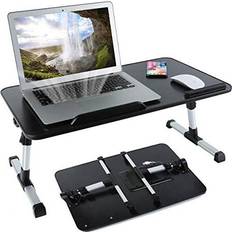 Laptop Table, 8AMTECH Adjustable Laptop Desk with Cooling Fan Foldable Laptop Tray with Legs Bed Table for Laptop Working Reading and Writing Eating