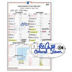 Pete Alonso New York Mets Autographed Game-Used Lineup Card vs. Miami Marlins on June 17, 2022 with "Grand Slam" Inscription