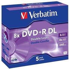 Optical Storage Verbatim 8x DVD R DL Dual Layer 8.5GB 5 Discs in Jewel Cases 43541