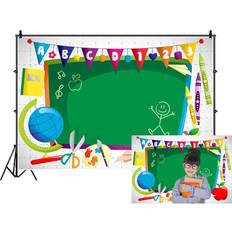 Photo Backgrounds Renaiss Renaiss 5x3ft Back to School Photography Backdrop Cartoon Classroom Chalkboard Illustrations Learning Tools Paper Plane Background Kids Children Portraits Photo Shoot Studio Props