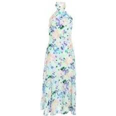 Clothing Quiz Multicoloured Floral Halter Neck Midi Dress, Multi, 10, Women Print