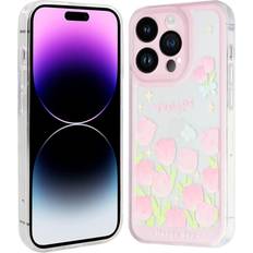 Tianfu iPhone 14 Pro Case, Shockproof Soft TPU Back Case Dropproof Protection Phone Case Cover for iPhone 14 Pro 2022 6.1 Inch Pink Flowers Clear