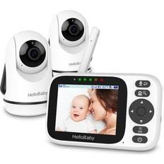 HelloBaby Monitor with 2 Cameras 3.2'' IPS Screen Camera Monitor No WiFi, Remote Pan-Tilt-Zoom, Infrared Night Vision, 1000ft Wireless Connection