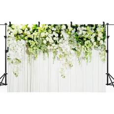 Photo Backgrounds Tianci Wedding FlowersBackdrop Bridal Floral Wall Backdrop Polyester FabricWhite Green Rose Photo Background Reception Ceremony 7X5FT Feet Decoration Party