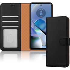 iCatchy Black Moto G54 Case, Wallet RFID Blocking Phone Cover