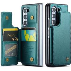 GANGXUN Green CaseMe Wallet Case For Samsung Galaxy Z FOLD 5 5G PU Leather Card Holder Kickstand Slim Shockproof Case RFID Blocking