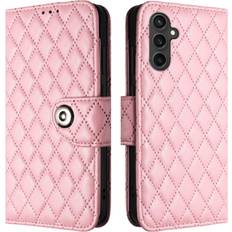 GANGXUN Pink Case For Samsung Galaxy S23 FE 5G Wallet Cover Shockproof Stylish Protective Card Holder Wrist Strip
