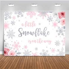 Mocsicka Snowflake Baby Shower Backdrop Winter Wonderland Baby Shower Photography Background 7x5ft Vinyl Girl Snowflake Winter Baby Shower Backdrops