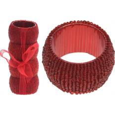 Red Napkin Rings Rammento Set of 4 Red Metal Beads Napkin Ring