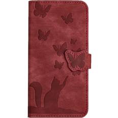 Google Pixel 7 Wallet Cases GANGXUN Red Case For Google Pixel 7 Wallet Case Flip Folio Holder Cover Card Pocket Embossed Butterfly Cat