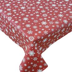 Kitchenwise PVC White Snowflake Christmas Tablecloth Red