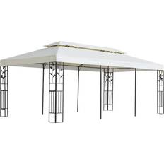 vidaXL Paviljong med dobbelt tak hvit 6x3