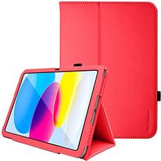 TechGear Red Leather Case for Apple iPad 10 2022 [10th Generation] 10.9" Slim