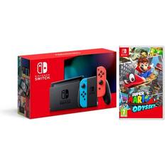 Game Consoles Nintendo Switch 32GB Console Neon Joy-Con New Version with Super Mario Odyssey Bundle