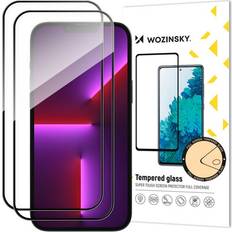 Ram med glas Wozinsky Skärmskydd iPhone 14 Härdat Glas Svart Ram 2-PACK