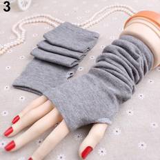 Knitted Arm Fingerless Wrist Mitten - Light Grey
