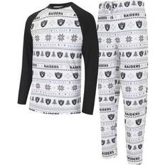 Sleepwear Concepts Sport Men's White/Black Las Vegas Raiders Tinsel Raglan Long Sleeve T-Shirt & Pants Sleep Set