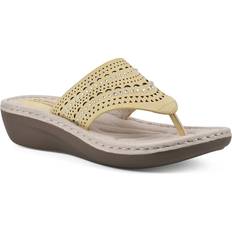 Women - Yellow Heeled Sandals Cliffs Women's Cliffs by White Mountain Comate Wedge Flip-Flops Sandals