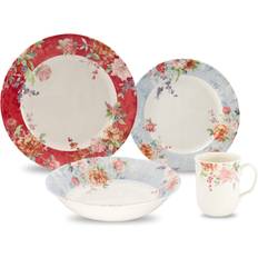 Kitchen Accessories Tudor Tudor Royal 16-Piece Round Porcelain Dinnerware Service for 4 Crimson Design Dinner Set 16pcs